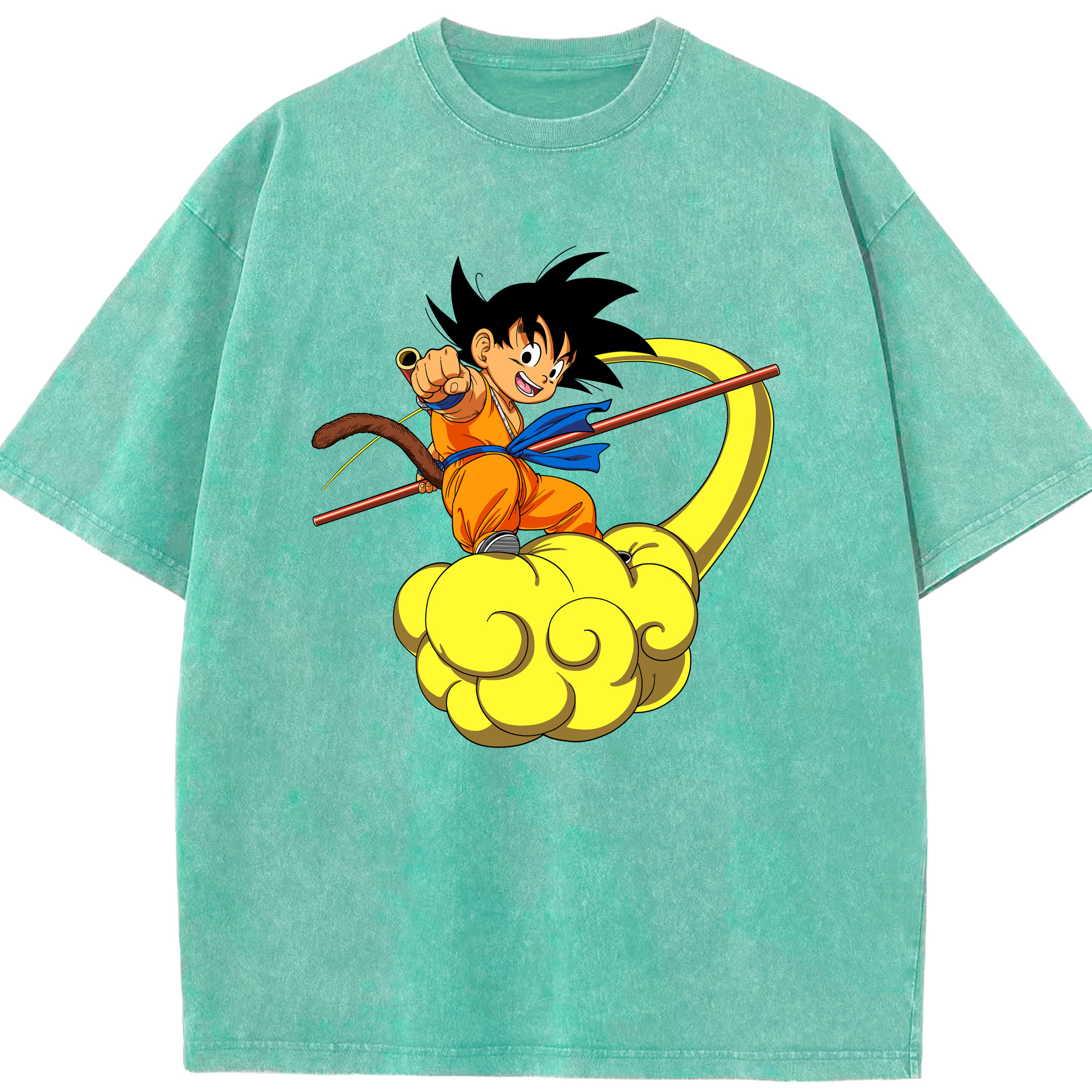 （画像用） ドラゴンボール 孫悟空（そん ごくう）Son Goku カカロット DRAGON BALL Kakarotto 綿100% ヴィンテージ風 半袖Tシャツ（フロントプリント）